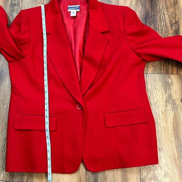 Vintage Pendleton Wool Blazer Red USA Made 16 Petite 1990s 1980s - Picture 7 of 12